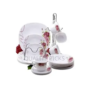 20 PCS Flowered Opalware Dinner Set With Cups and Saucer