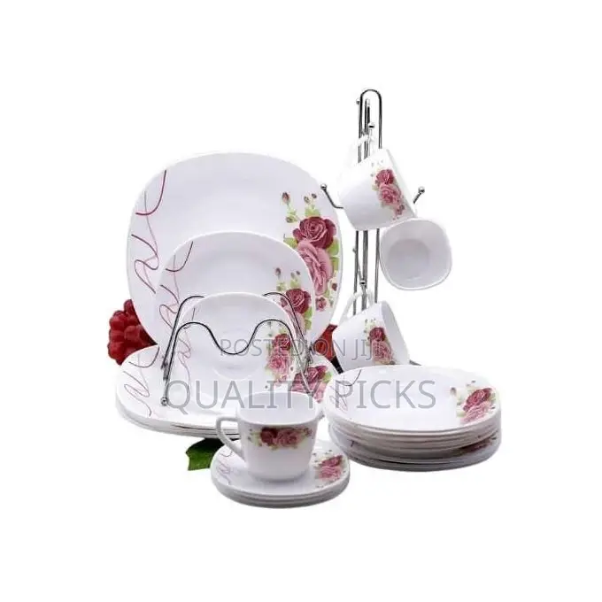 20 PCS Flowered Opalware Dinner Set With Cups and Saucer