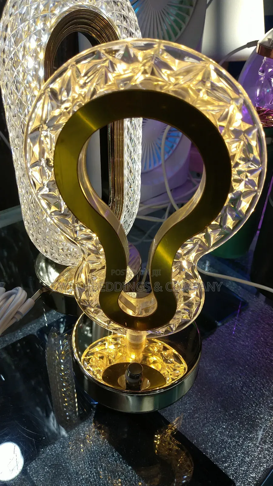 Crystal Table or Bed Side Lamp With Light