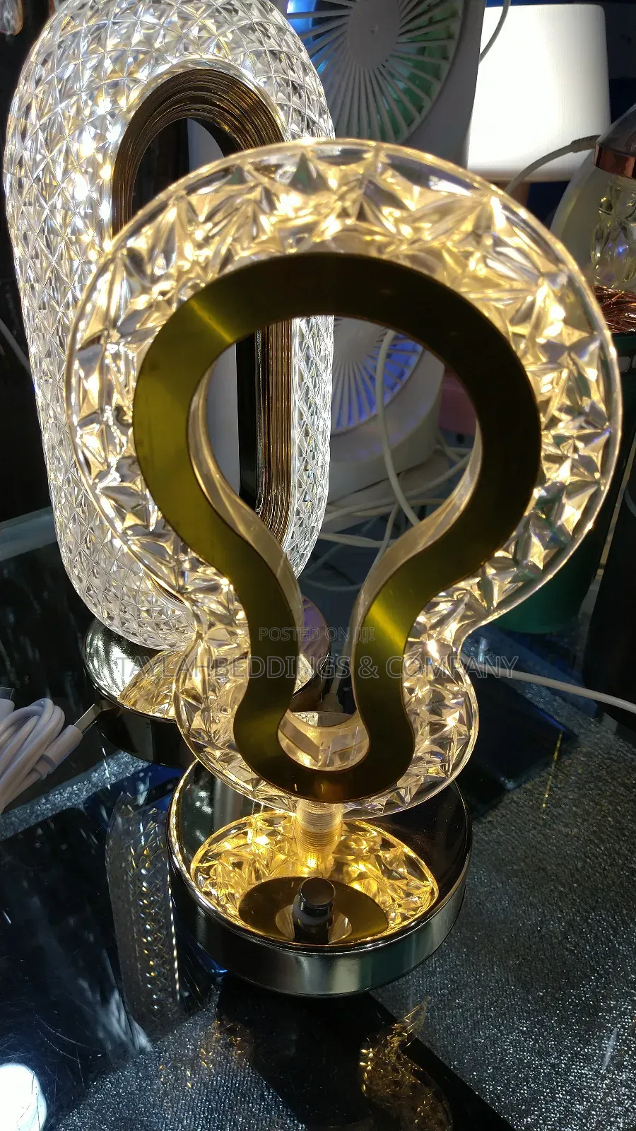 Crystal Table or Bed Side Lamp With Light