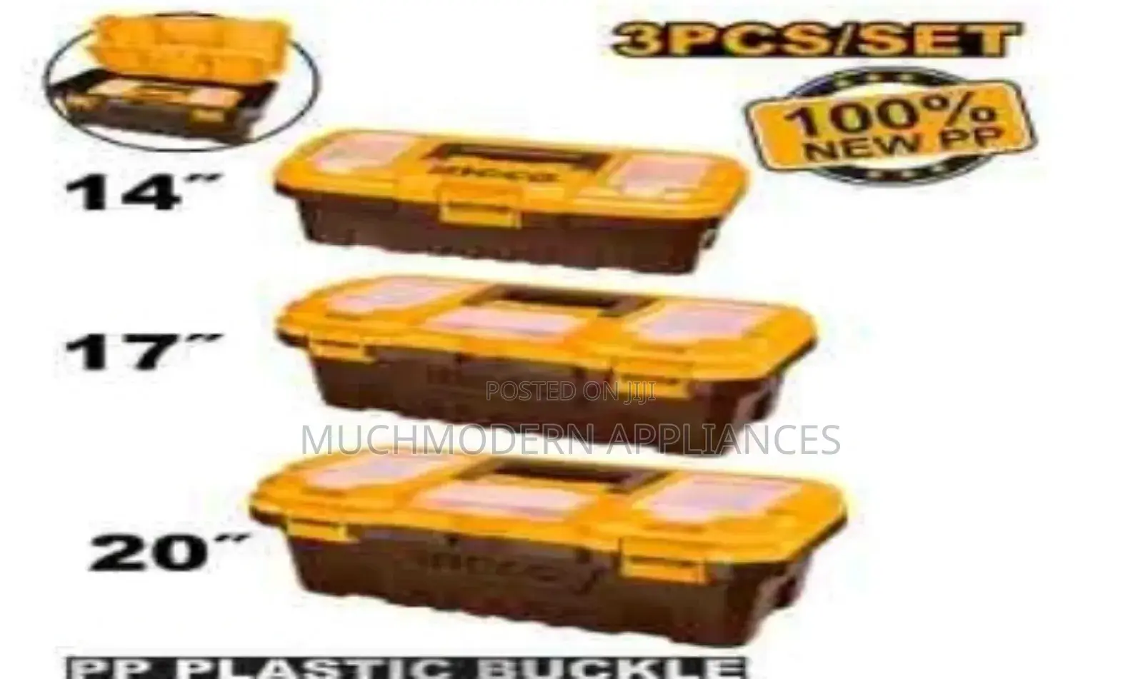 3 Plastic Tool Boxes Set
