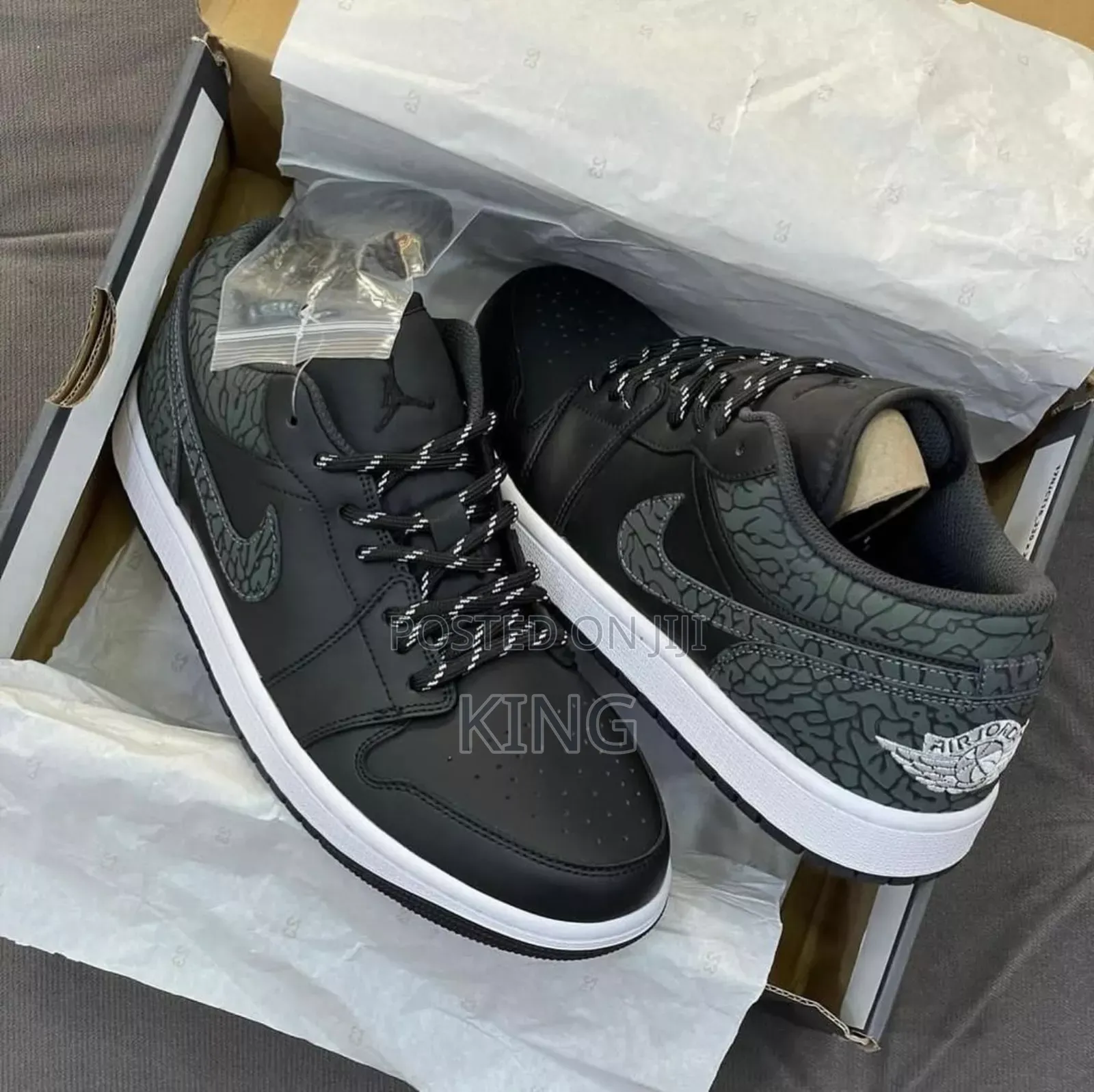 Factual Air Jordan 1 Low SE Black Elephant
