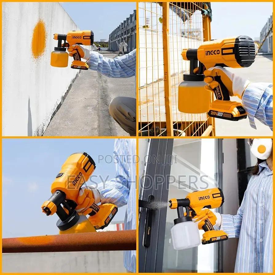 INGCO Cordless Spray Gun, 20V Lithium-ion Paint Sprayer,