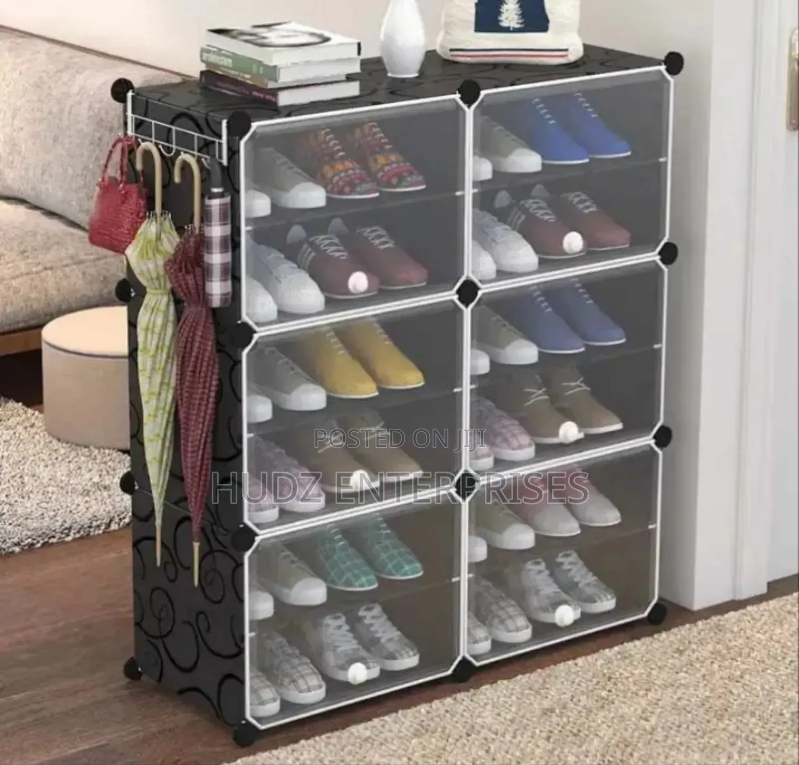 2columns Plastic Shoe Rack Gray Color