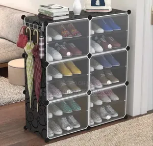 2columns Plastic Shoe Rack Gray Color