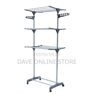 3 Tier Rolling Clothes Drying Rack Adjustable Laundry Rack