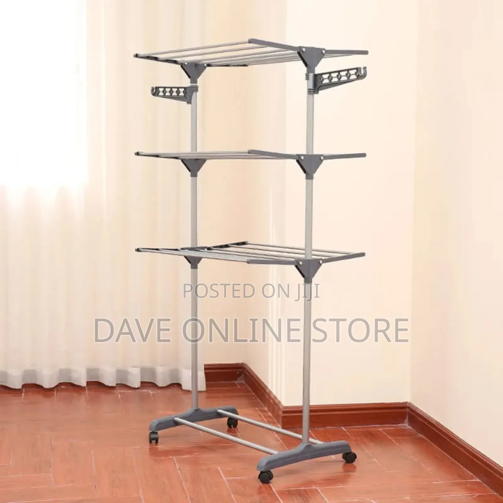 3 Tier Rolling Clothes Drying Rack Adjustable Laundry Rack