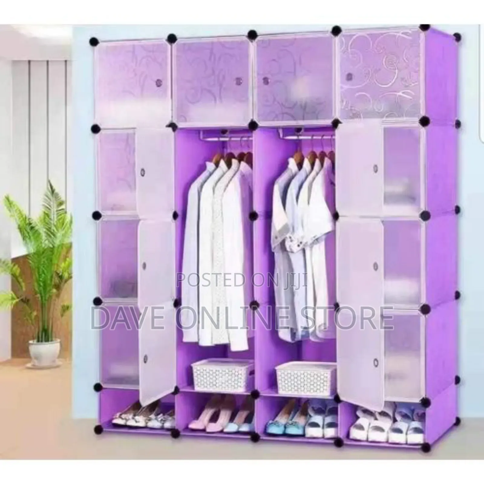 4X5 Plastic Wardrobe With Clothes Hanger Pole,