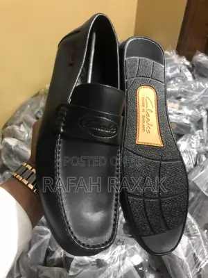 Original Black Clarks Flat Sole Leather Moccasins
