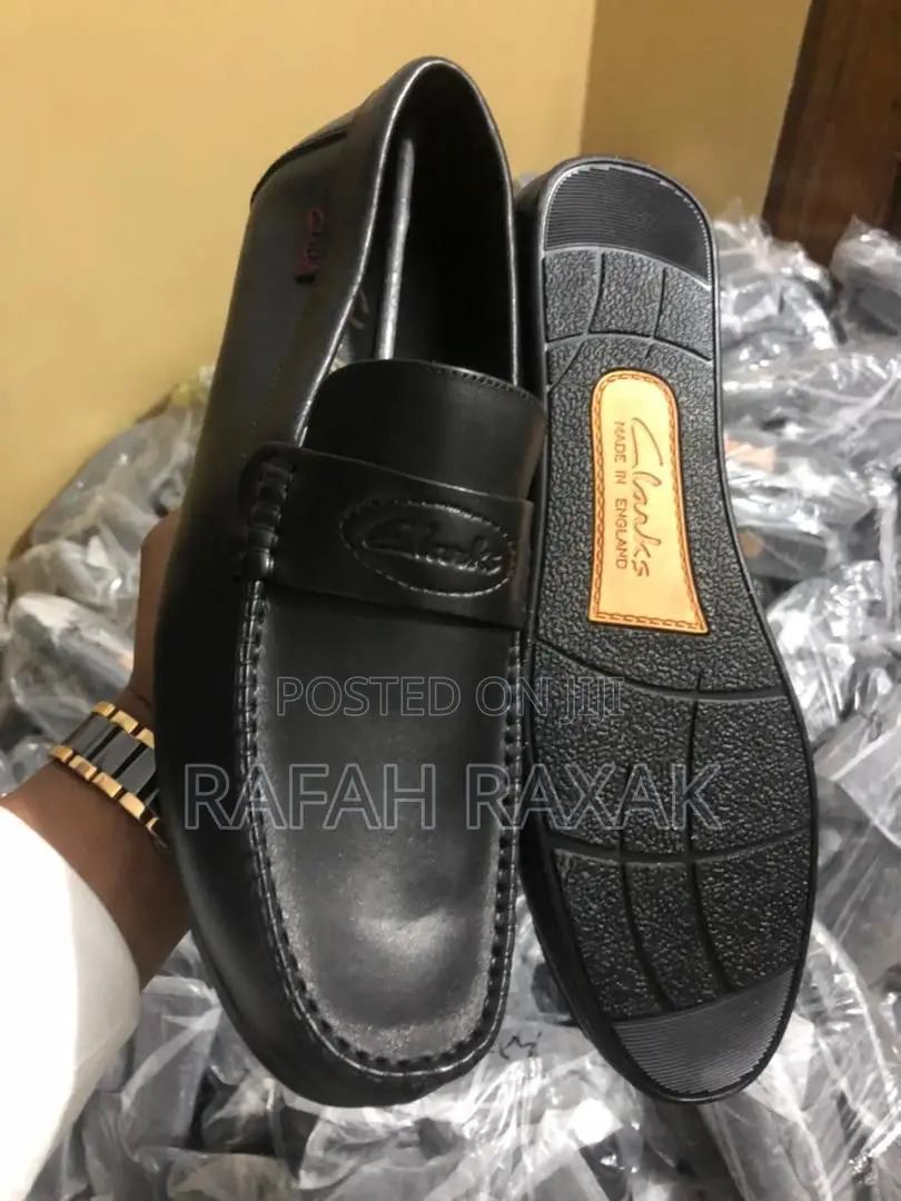 Original Black Clarks Flat Sole Leather Moccasins