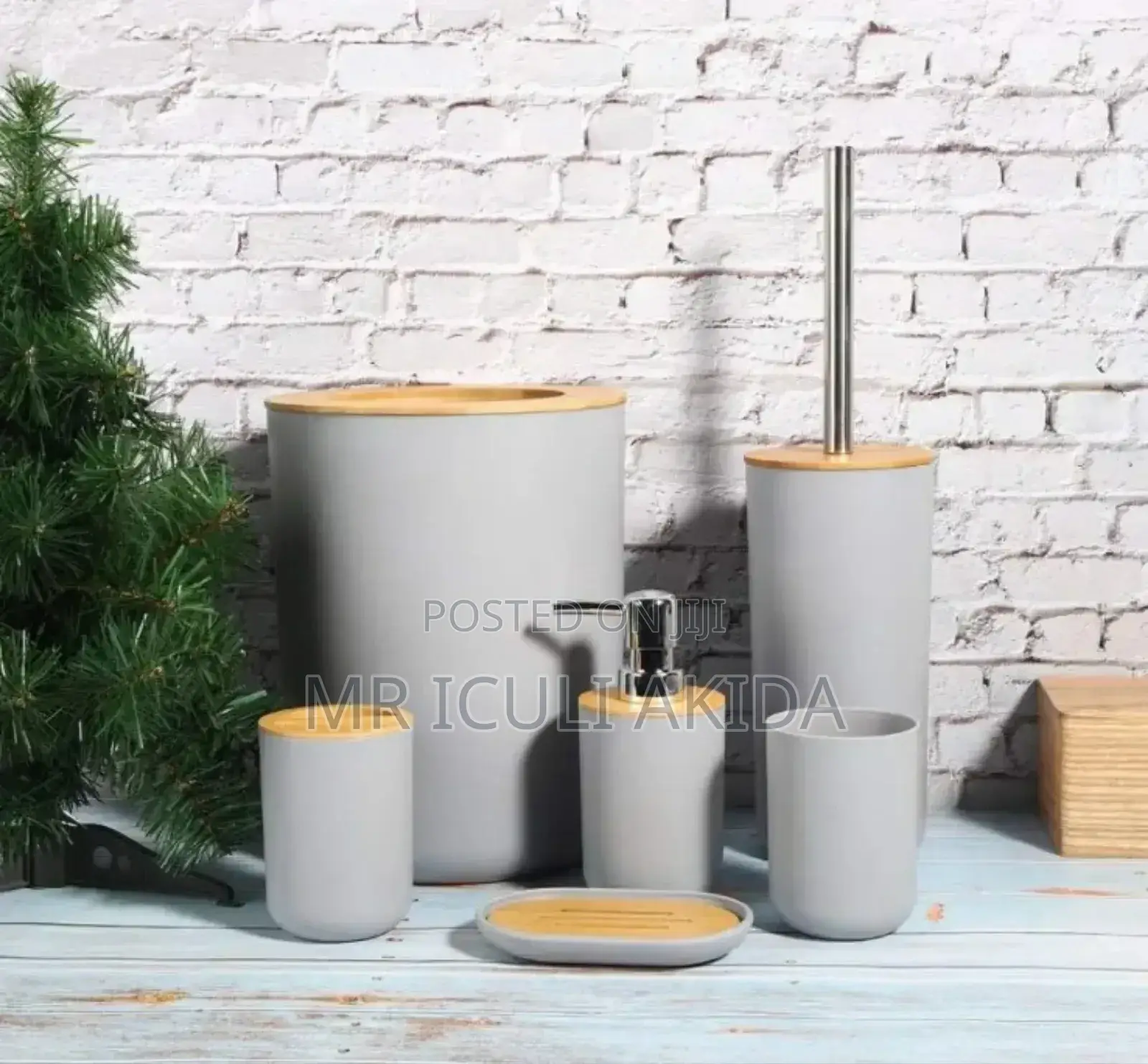 6pcs Bamboo Bathroom Series Kit Organiser