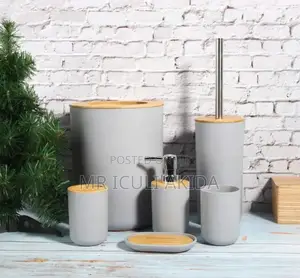 6pcs Bamboo Bathroom Series Kit Organiser