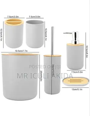 6pcs Bamboo Bathroom Series Kit Organiser
