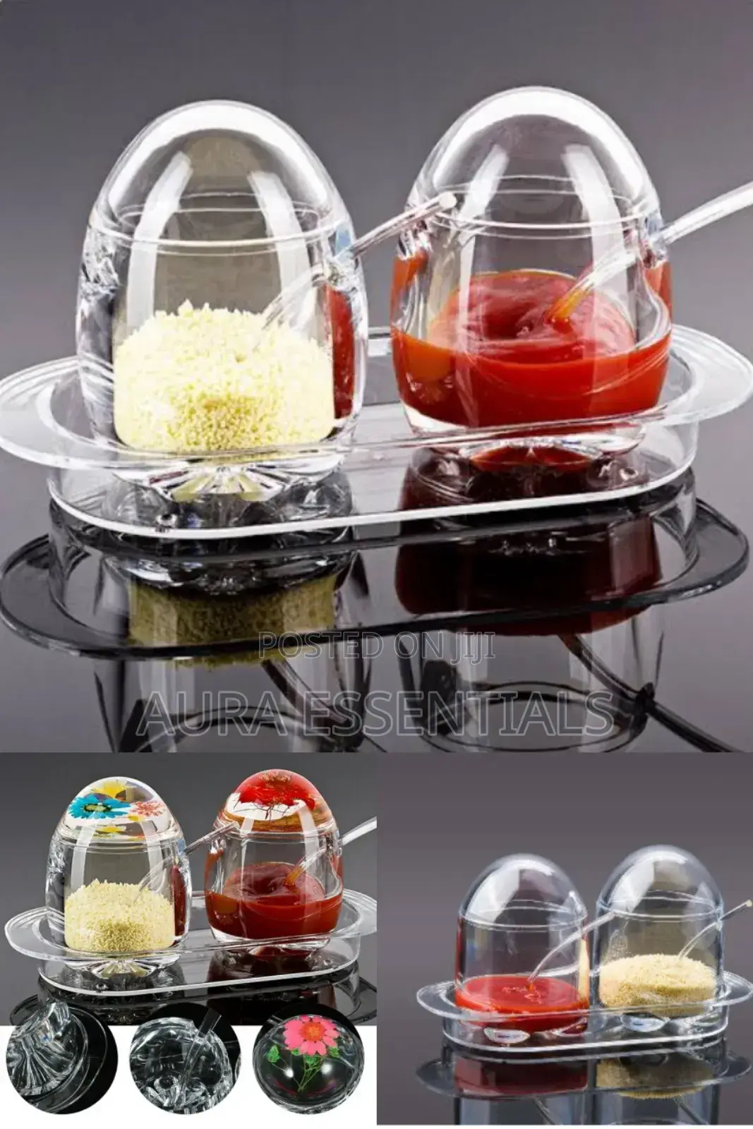 Egg Shaped Condiment Tin BBQ Spice Can Set