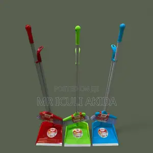 Plastic Floweless Fibre Broom WTH It's Dust Pan
