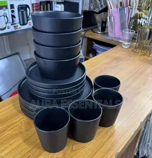 16pcs Round Dinner Set Black