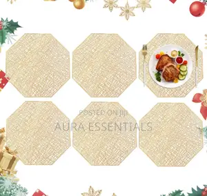 6pcs Gold Octagon Placemats