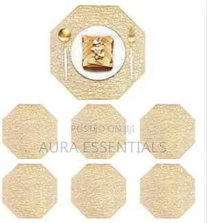 6pcs Gold Octagon Placemats