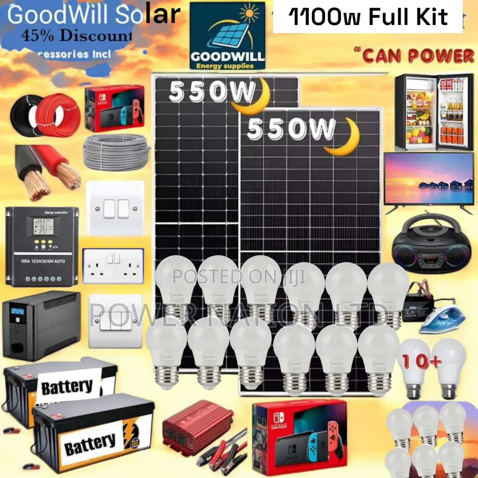 1100w Solar Energy System Full Kit