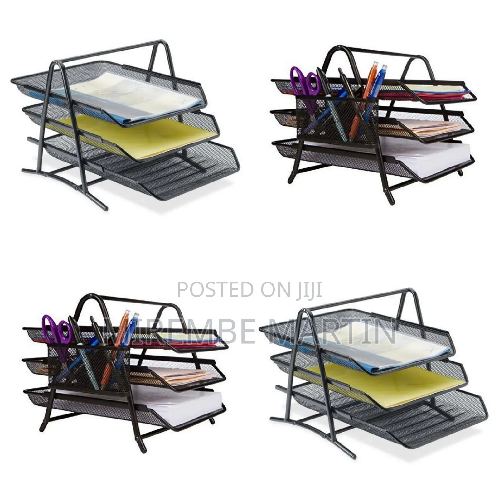 Office 3 Tier Document Tray File Desk Organizer - Black