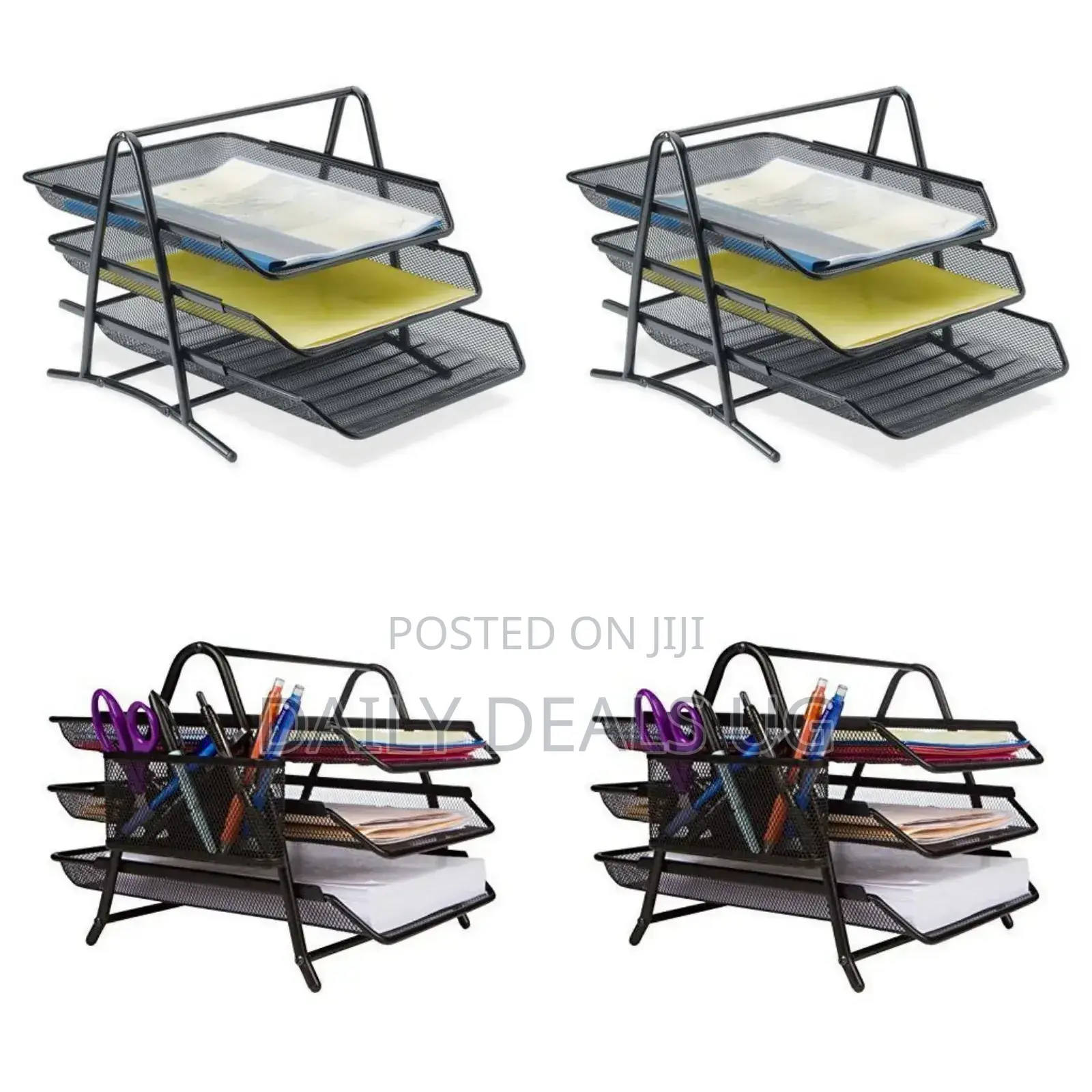 Office 3 Tier Document Tray File Desk Organizer - Black