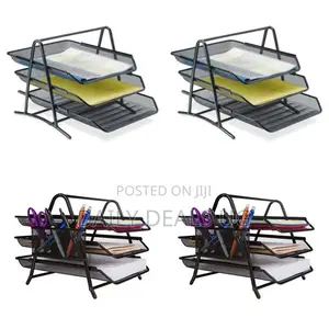 Office 3 Tier Document Tray File Desk Organizer - Black