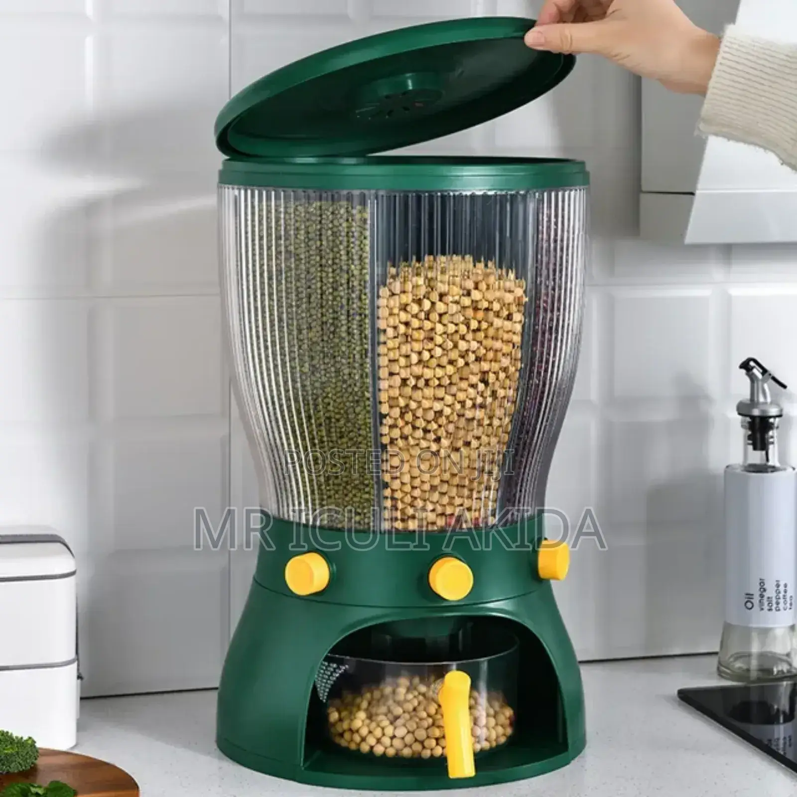 4grid Rotating Food Storage Organiser Box With Measuring Cup
