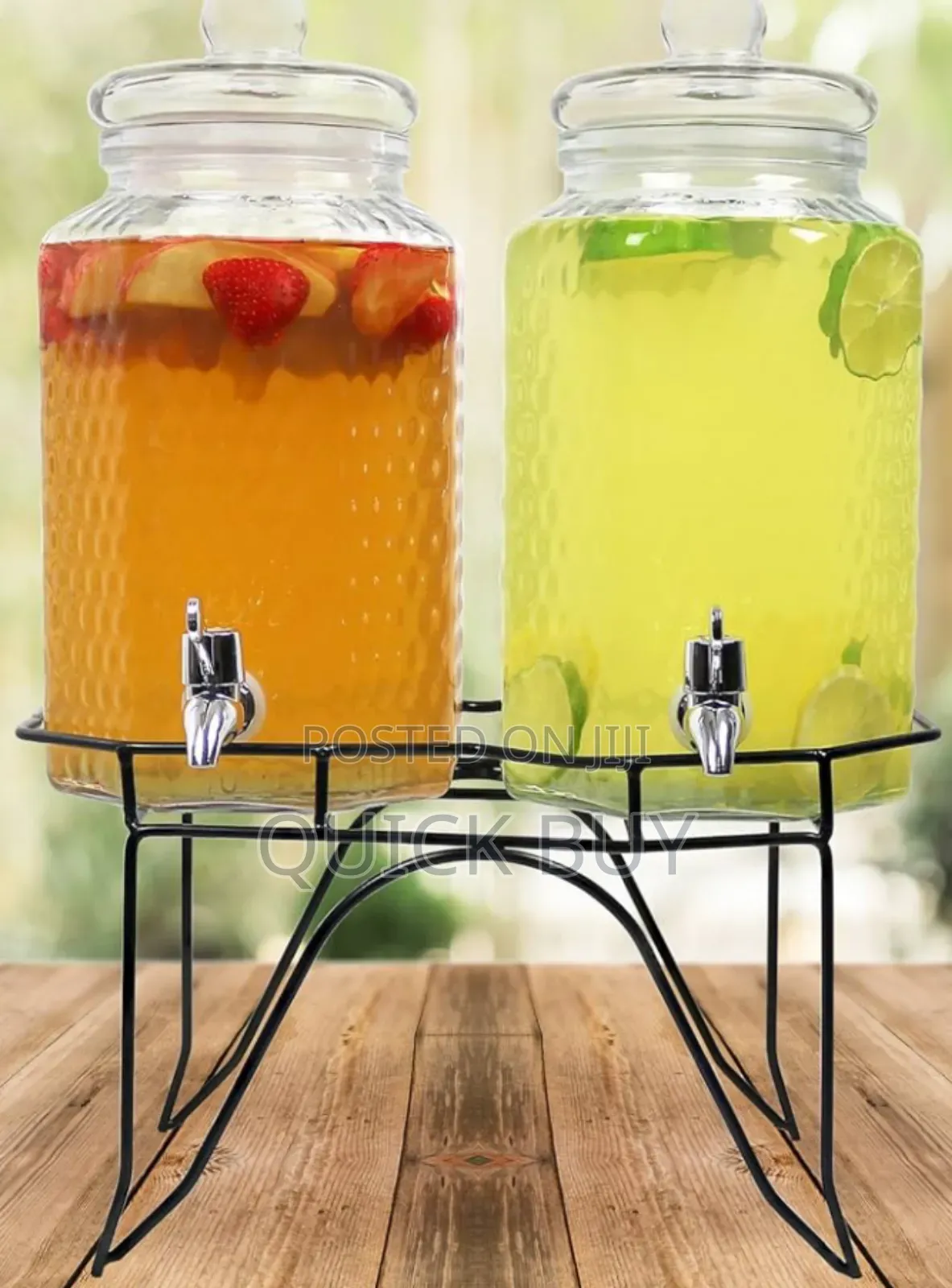 Stylish Estilo Hammered Glass Double Beverage Dispenser