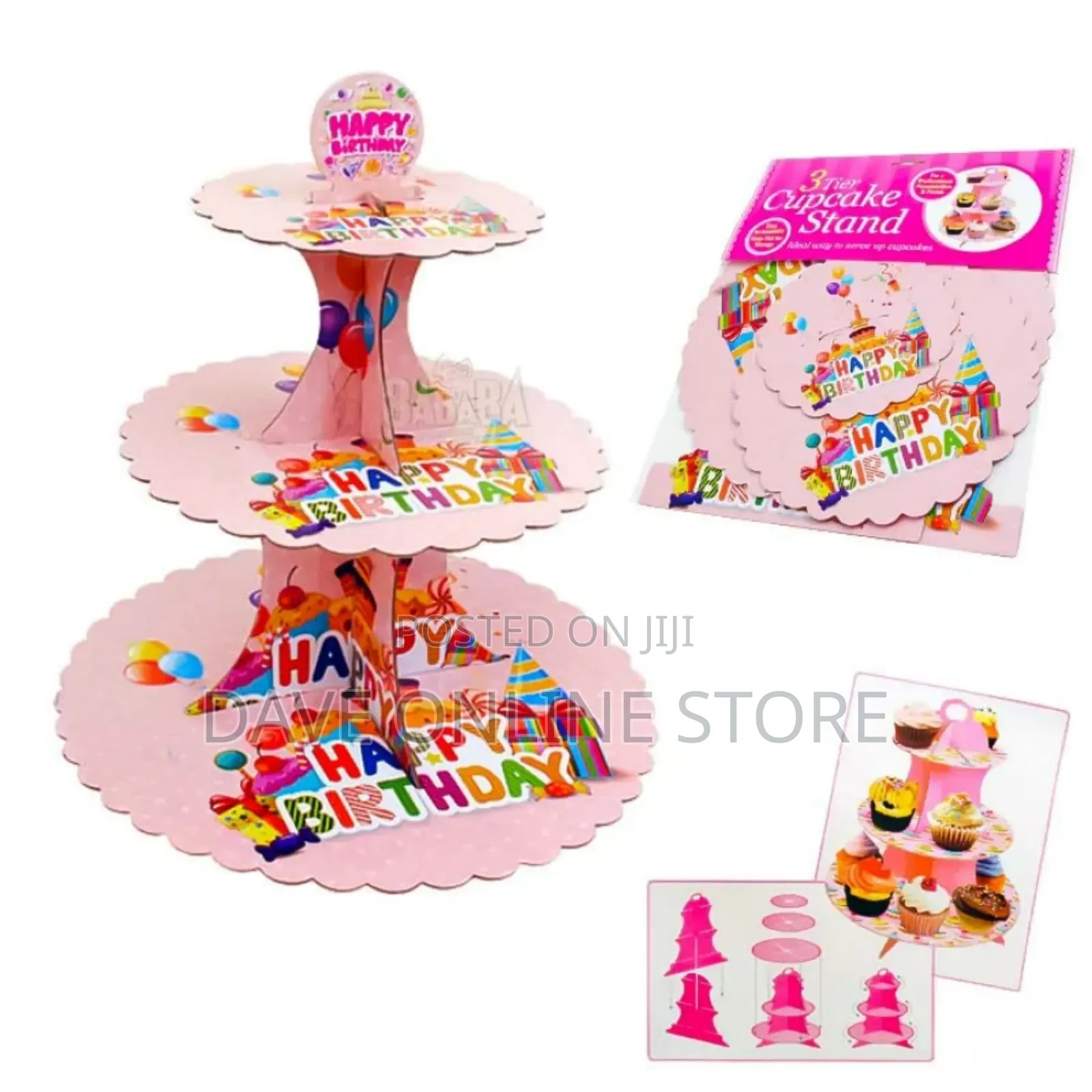 Folding 3 Tiers Paper Cake Dessert Rack