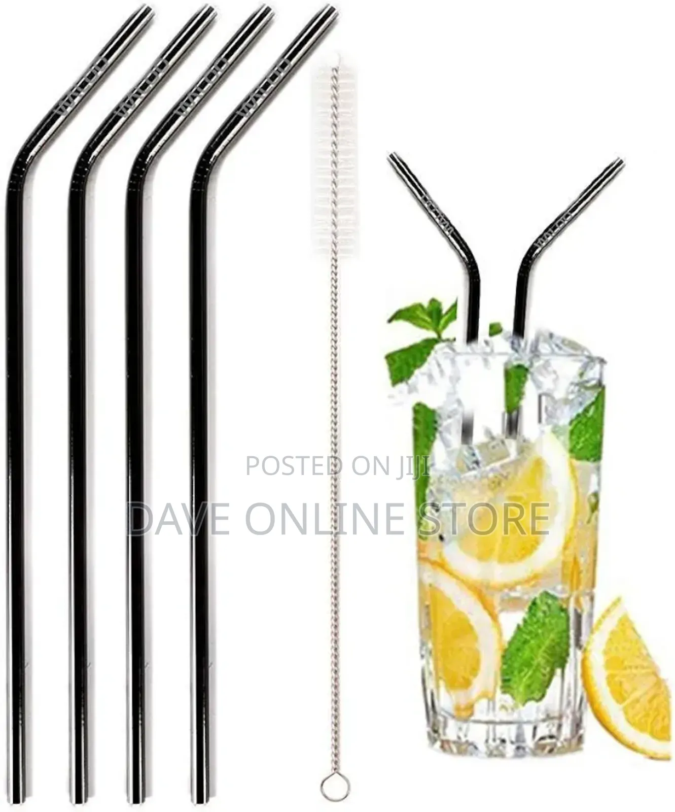 Re-Usable Stainless Steel Drinking Straws and Cleaning Brush