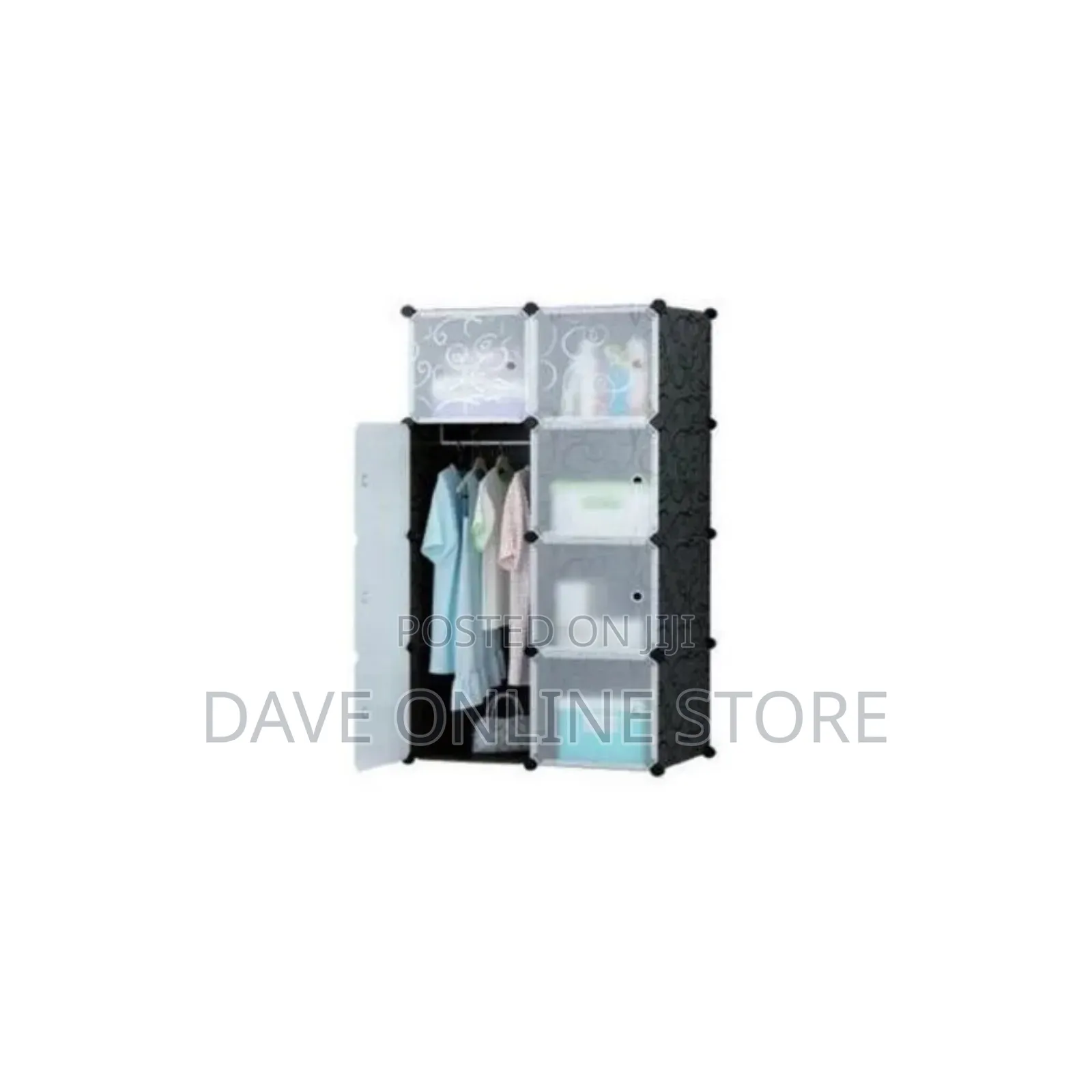 2 Column Plastic Closet – Gray, Black Transparent