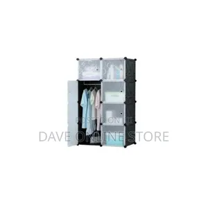 2 Column Plastic Closet – Gray, Black Transparent