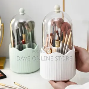 Makeup Brush Holder, 360° Rotating Makeup Organizer Box