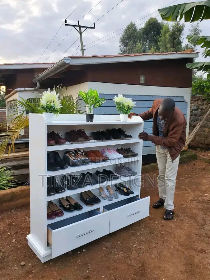 White Shoe Rack With Drawers
