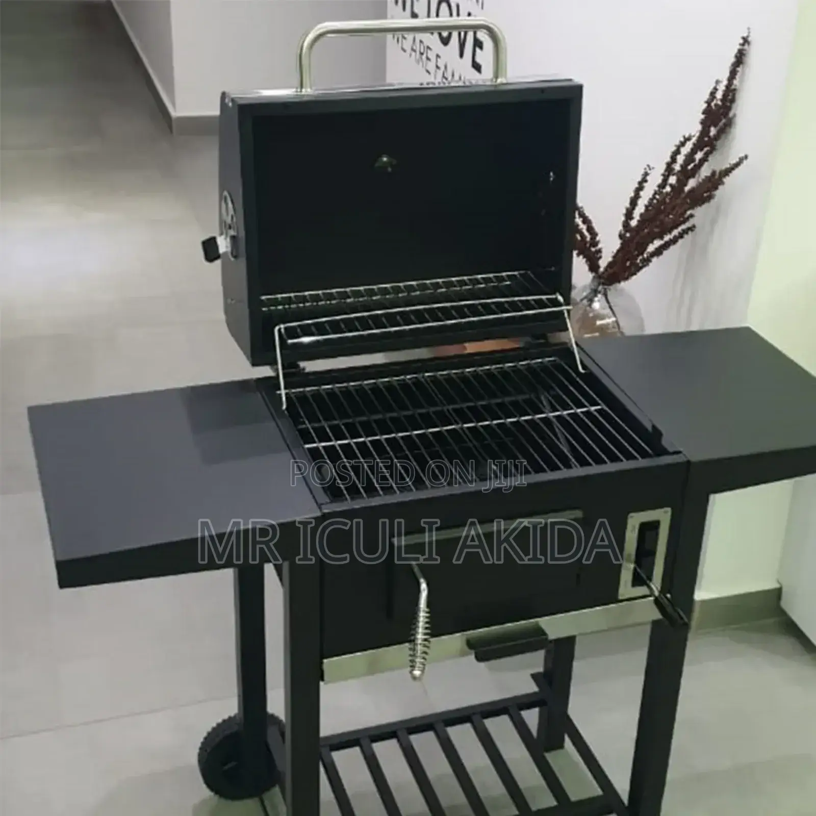 Foldable/Adjustable Charcoal BBQ Grill Stove WTH Warmng Rack