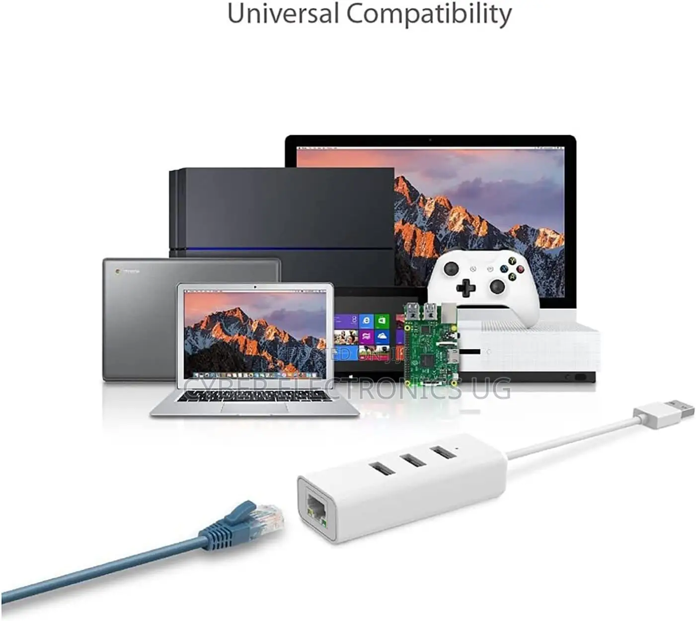 USB 3.0 to 3 Port Usb Hub to Ethernet RJ45 Adapter