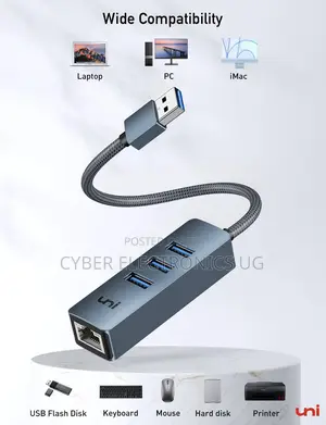 USB 3.0 to Ethernet Adapter With 3 Port Usb Hub
