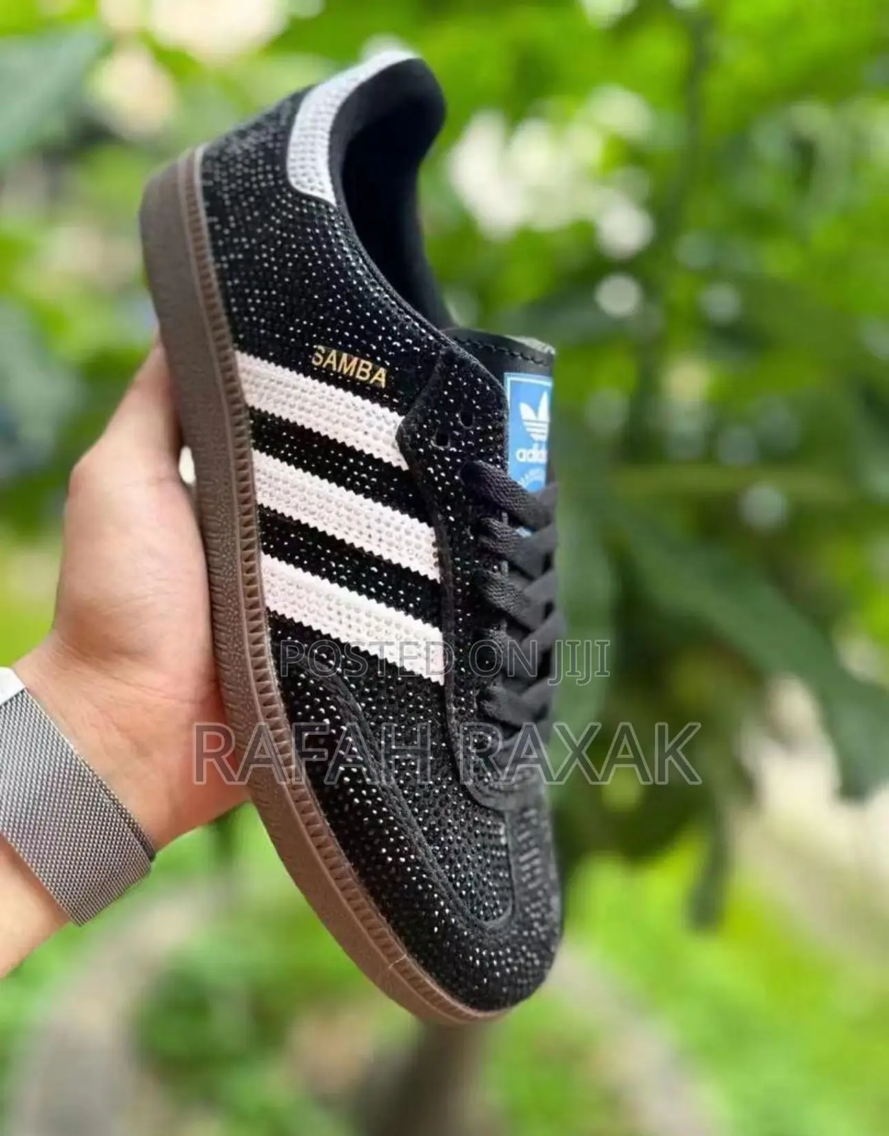 Original Black Crystal Stoned Adidas Samba Sneakers