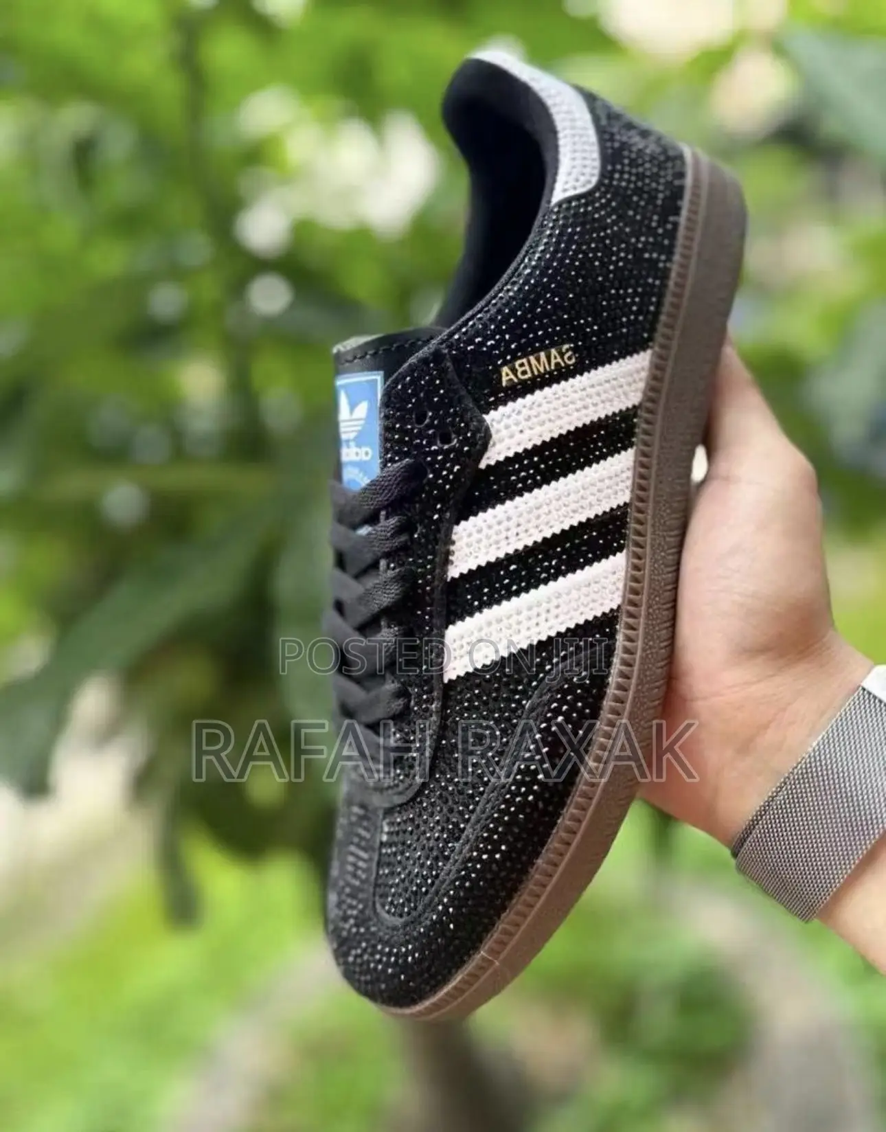 Original Black Crystal Stoned Adidas Samba Sneakers