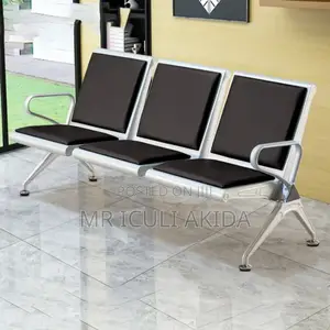 3seater Leather Padded Steel Public Area Waiting Chair Bench