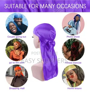 Woman Men's Silky Durags Bandanas Turban Hat Wigs