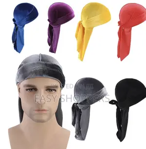 Velvet Durag Turban Hat Wigs Durag Biker Headwrap Pirate Hat
