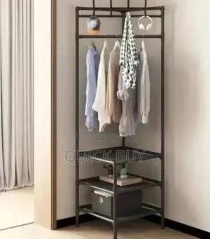 Freestanding Metallic Multi-Layer Corner Clothes Rack
