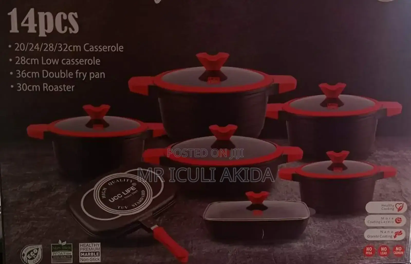Original BMN 14pcs Non-Stick Cookware Pots Pans Set