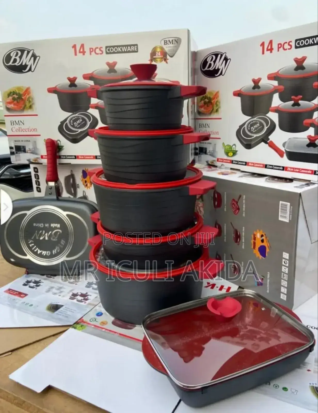 Original BMN 14pcs Non-Stick Cookware Pots Pans Set