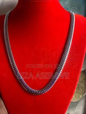 Medium Long Thick Silver Necklace