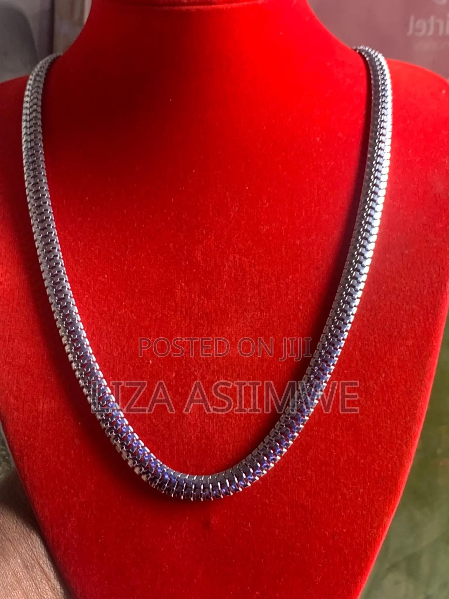 Medium Long Thick Silver Necklace