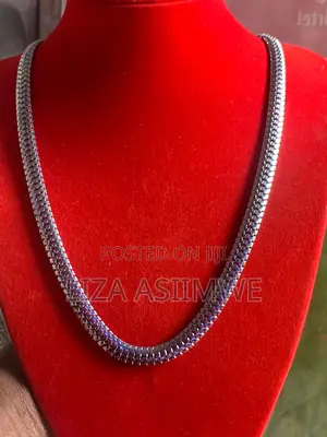 Medium Long Thick Silver Necklace