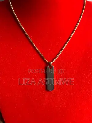 Gold Stainless Steel Necklace With a Rectangle Pendant