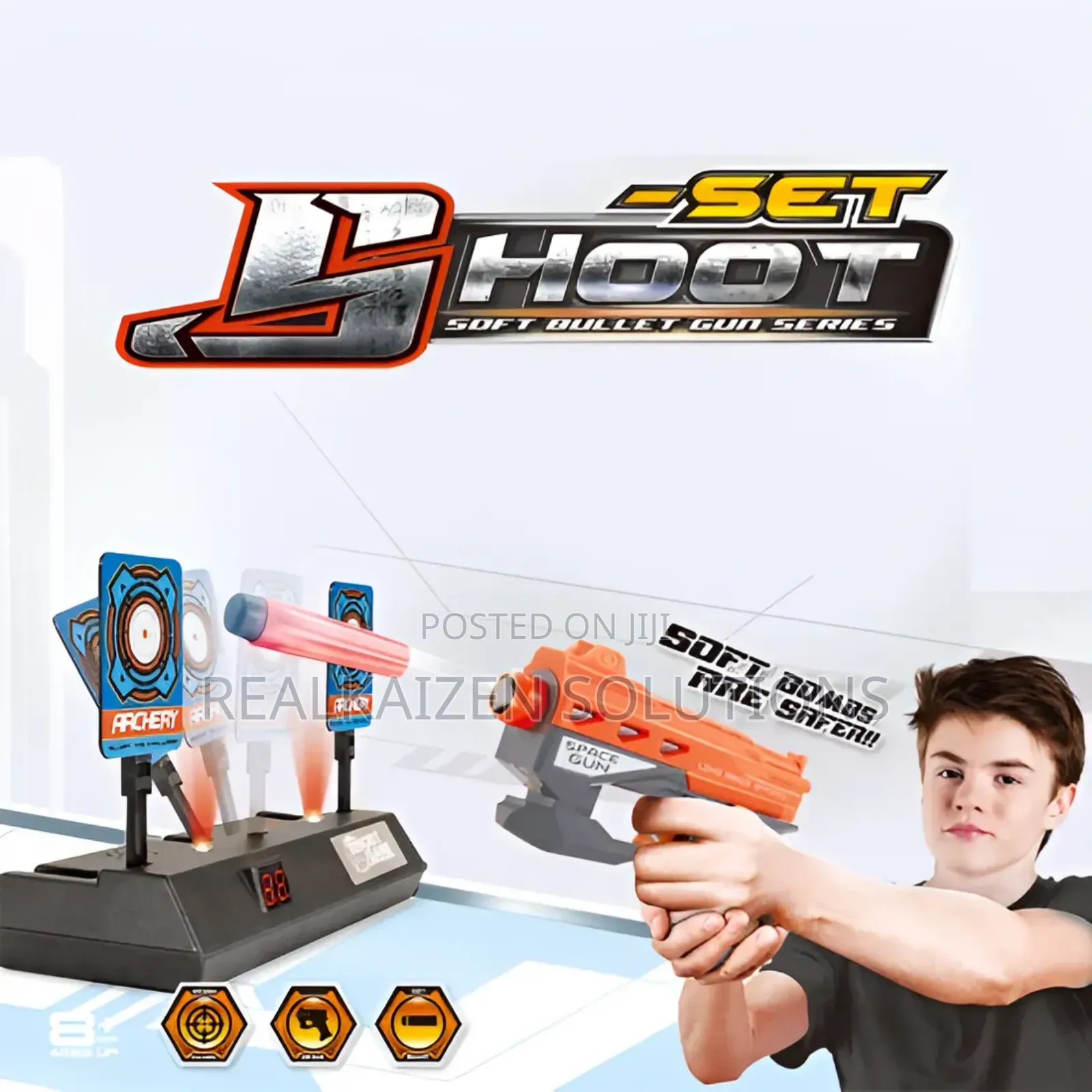 SHOOT Automatic Reset Children Soft Bullet Gun Target Set
